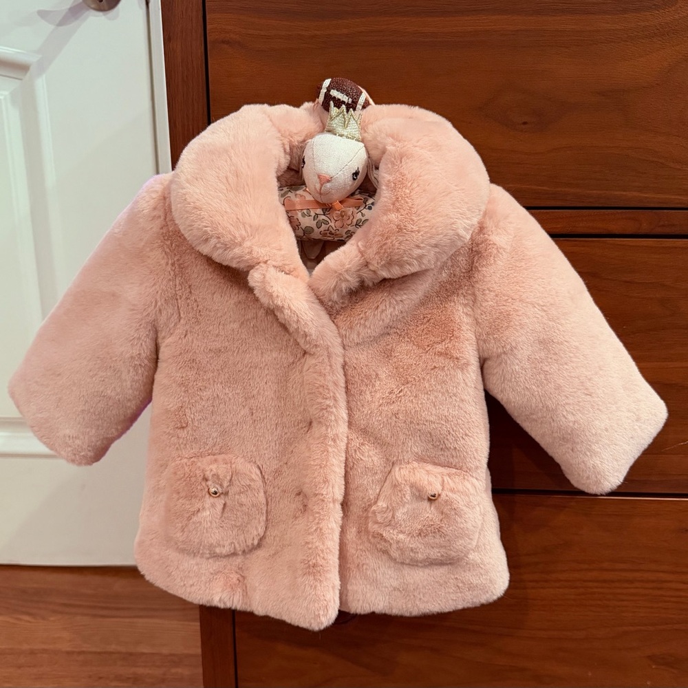 Tartine et Chocolat Blush Faux Fur Baby Girl Jacket 6M